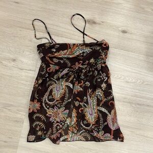 Vintage Tie Front Paisley Top